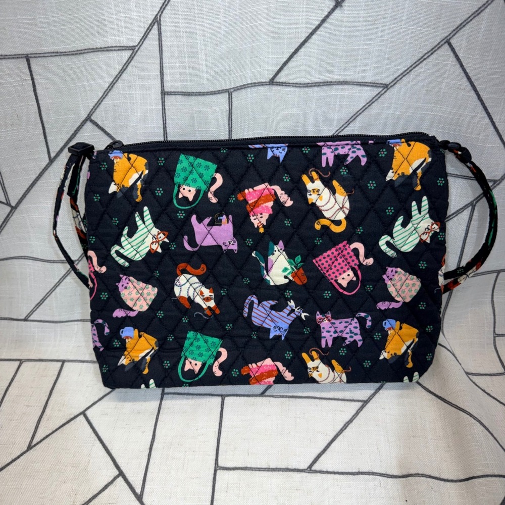 Vera Bradley Large Hipster One Size Black Herding Cats Quilted Crossbody Bag - Picture 4 of 12
